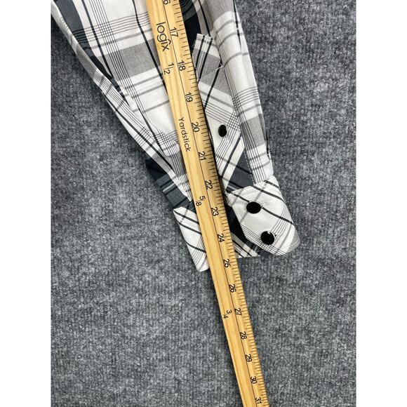 New York & Company Shirt Women’s XL Black/White Plaid Long Sleeve - Picture 10 of 13